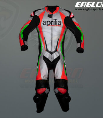 Aprilia Racing Leather Riding Suit Front Side