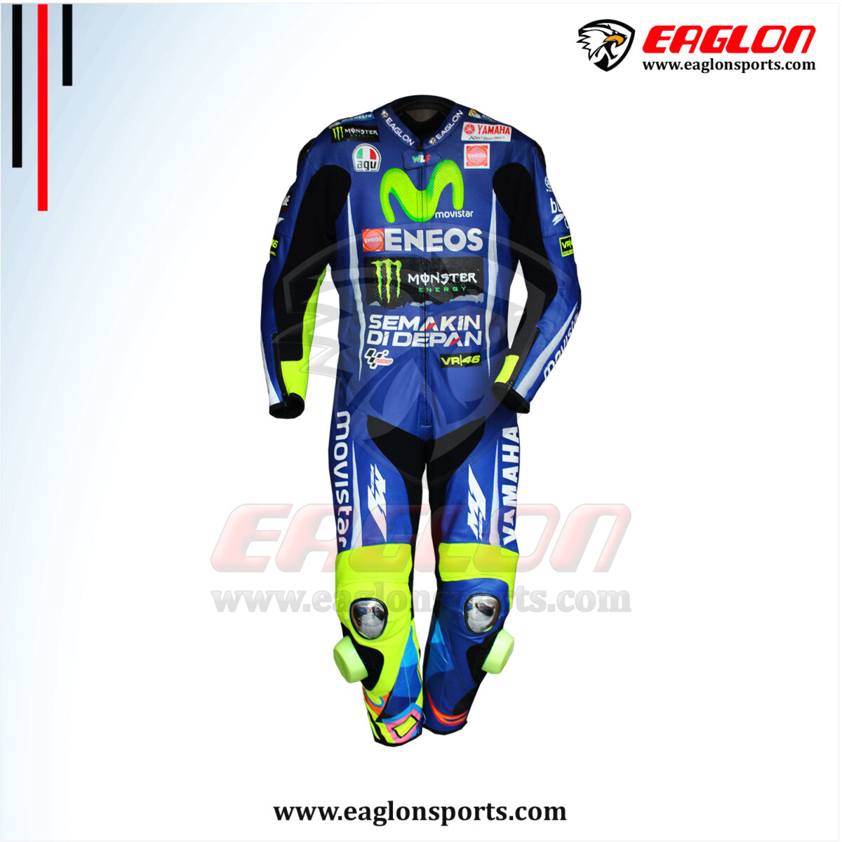 Valentino Rossi Yamaha Movistar MotoGP 2017 Leather Suit Front