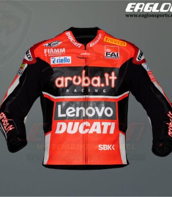 Chaz Davies Ducati Aruba it SBK 2020 Leather Race Jacket Front New