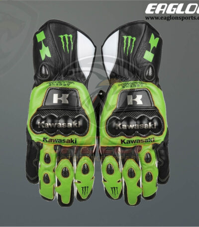 Kawasaki Motorcycle Leather Race Gloves