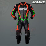 Aprilia Racing Leather Riding Suit Back Black