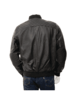 Best Quilted Bomber Style Leather Jacket - Image 2