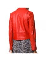 Orange Ladies Fashion Leather Jacket - Image 2