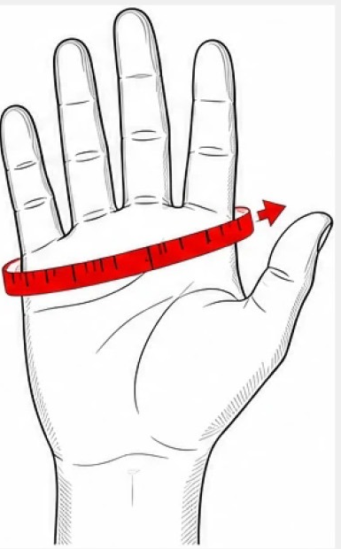 Hand circumference measurement diagram for motorbike gloves